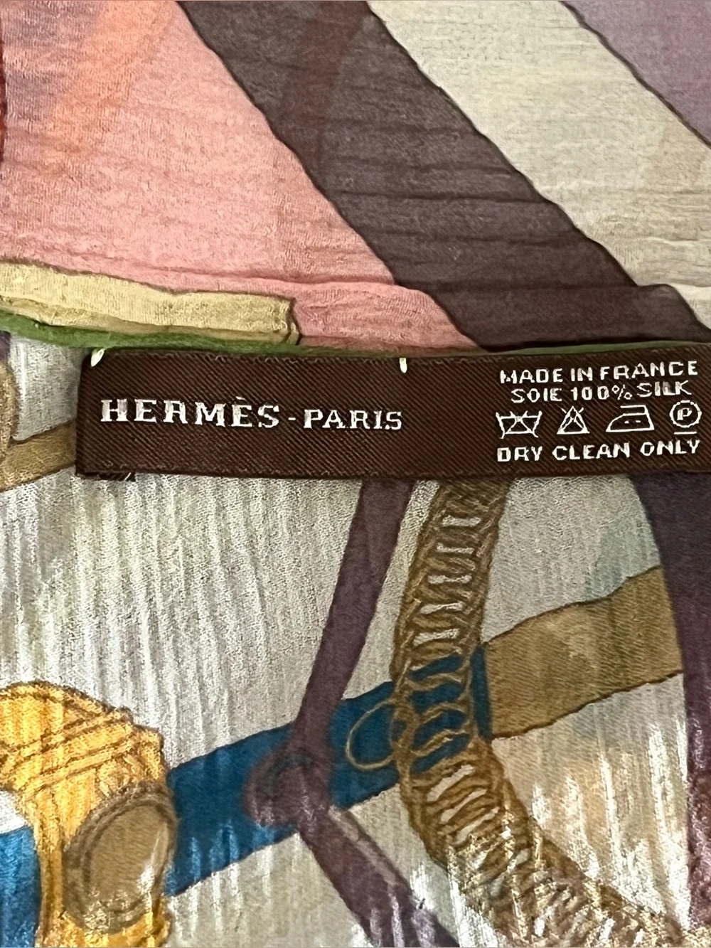 Vintage Hermes Silk Scarf Eperon d'Or Mousseline Chiffon Long